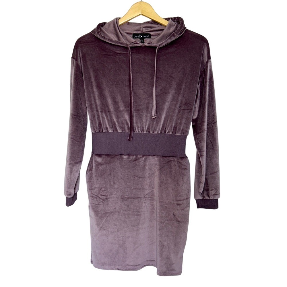 Derek Heart Velour Comfort Soft Hooded Mauve Dress Medium‎
